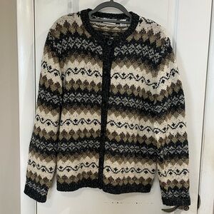 Croft & Barrow Black and Brown Patterned Cardigan